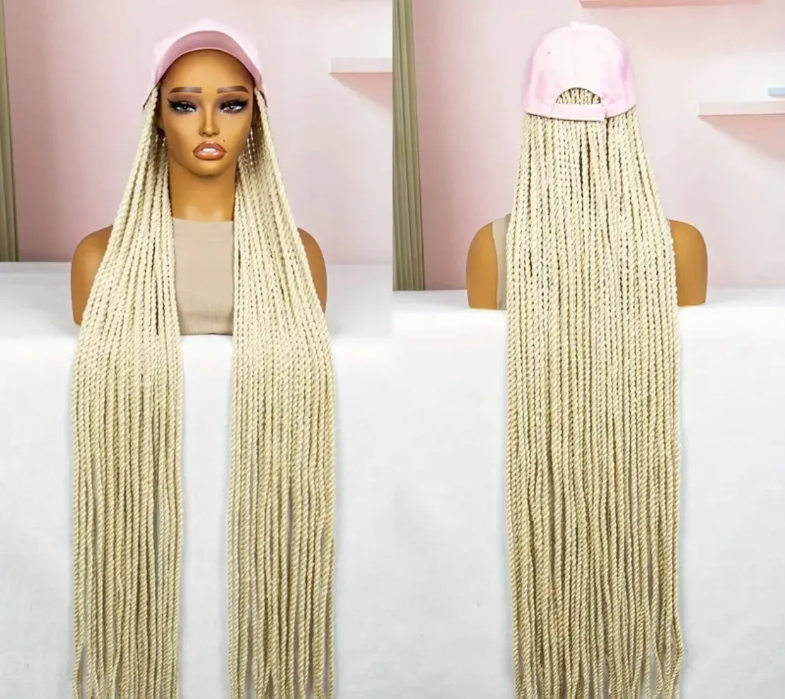 Blonde Braided Wig with Pink Cap thumbnail