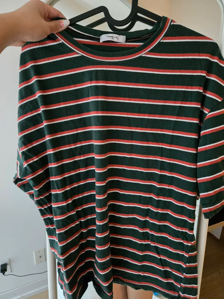 THANKYOU2 Striped T-Shirt (Green, Pink and White) - M thumbnail