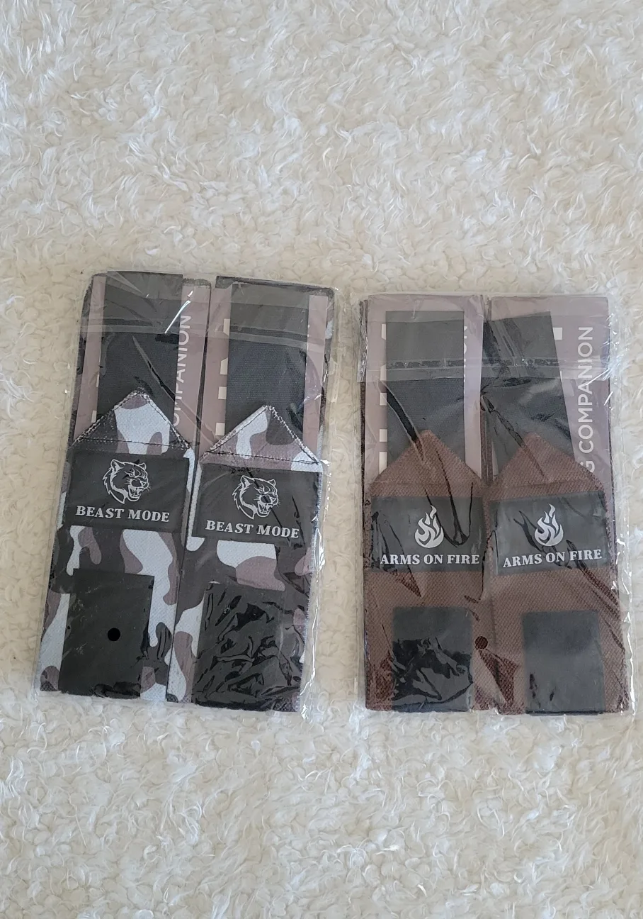 Brand New 2 pairs TECSEUM 18" Brown Wrist Wraps thumbnail