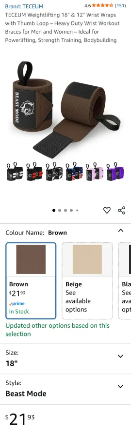 Brand New 2 pairs TECSEUM 18" Brown Wrist Wraps image indicator(3)