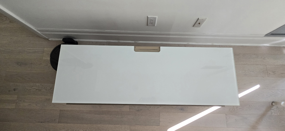 Wood & White Glass Top TV Stand - photo 3