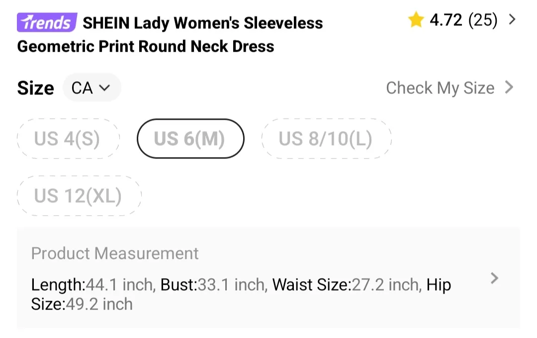 New SHEIN Blue Geometric Sleeveless Dress - Size M image indicator(4)