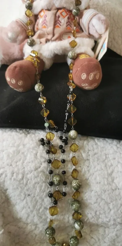 Beaded Necklace - Green, Black, and Amber image indicator(2)