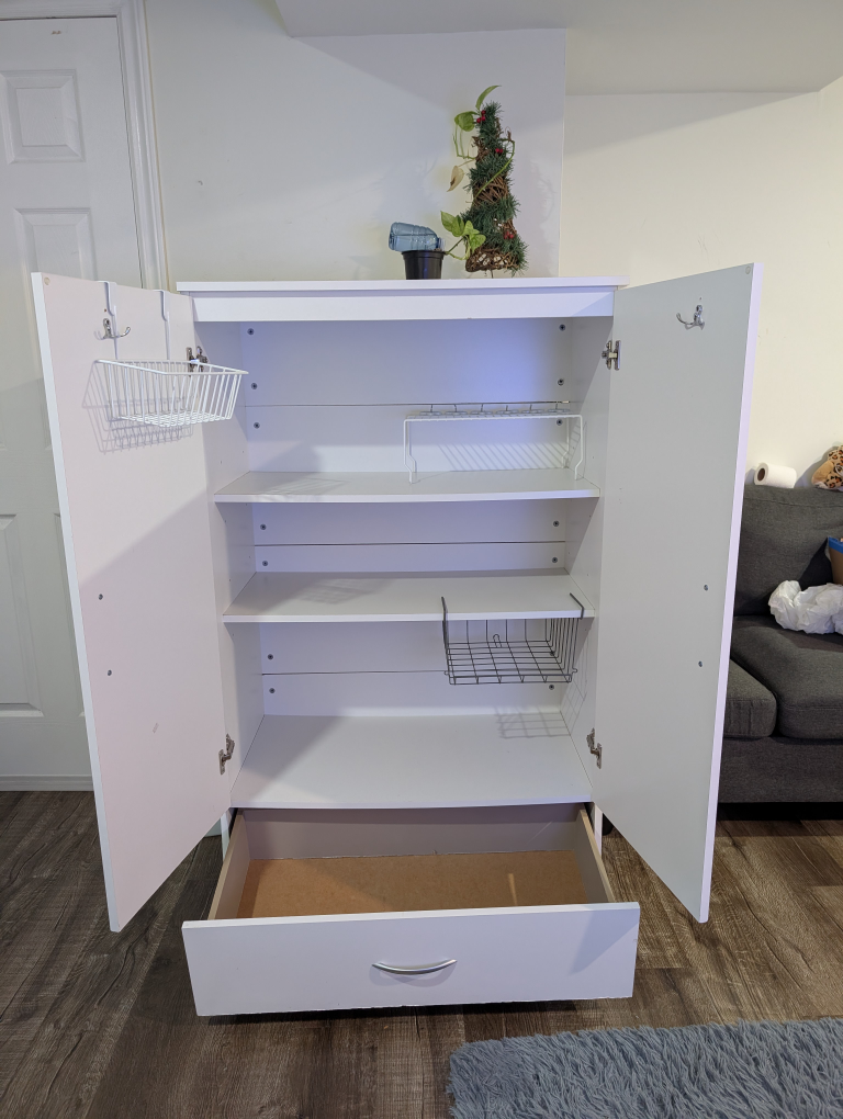 White Wardrobe Cabinet with Shelves - photo 2