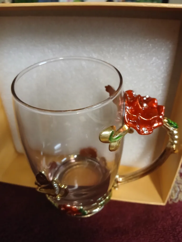 Luxury Glass Mug with Rose Handle image indicator(2)