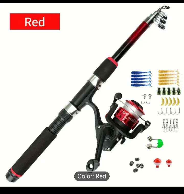 Fishing Rod Reel Baits Lures Combo, NEW, Strong Glass Steel image indicator(7)