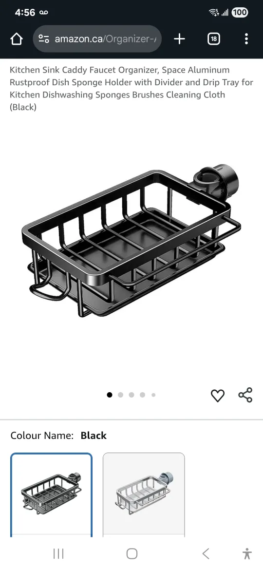 Zerodis Kitchen Sink Caddy Faucet Organizer - Black thumbnail