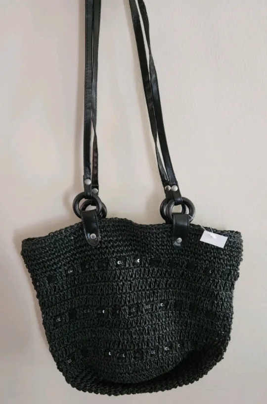 Black Woven Tote Bag image indicator(3)