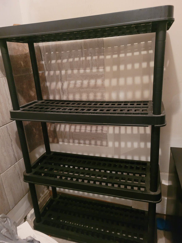 Black 4-Tier Plastic Shelving Unit - photo 2