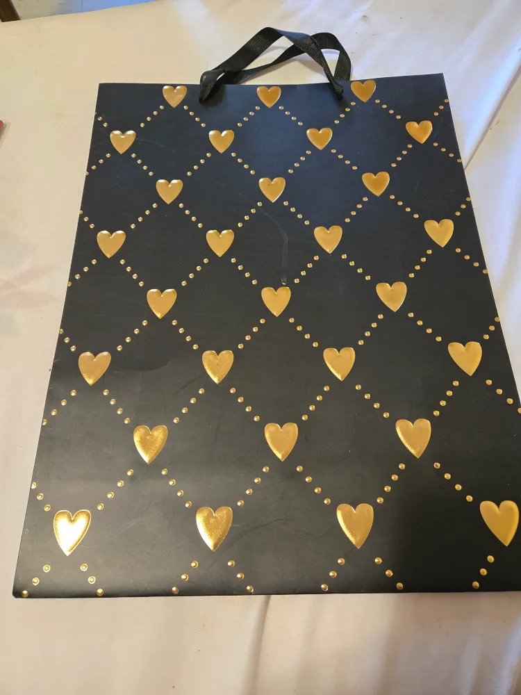 Black Gift Bag with Gold Hearts thumbnail