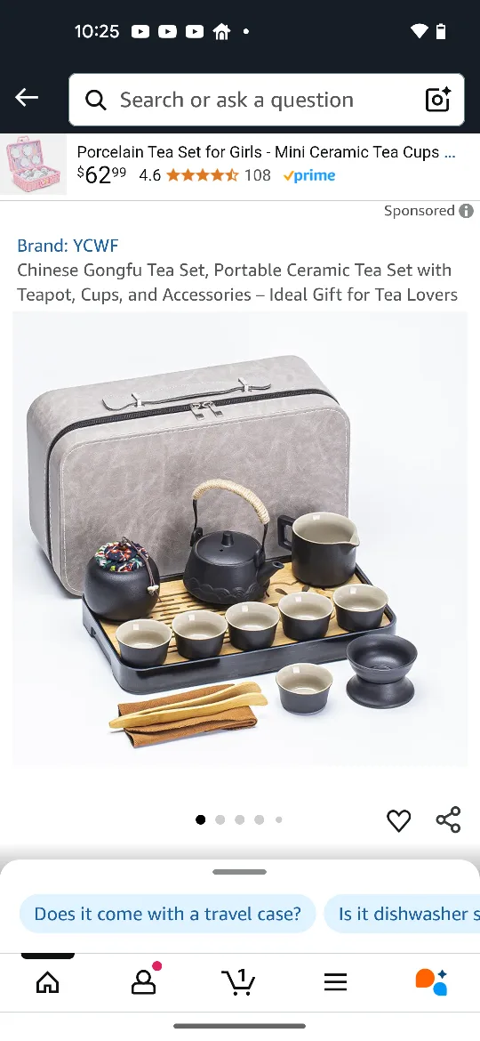 YCWF Chinese Gongfu Tea Set, Portable Ceramic thumbnail