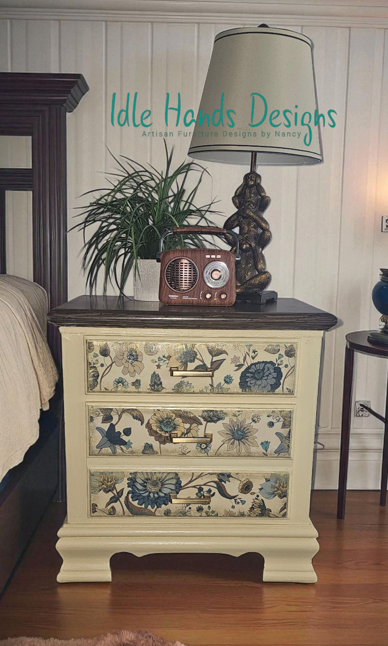 Mellow Yellow - Handmade Floral Nightstand / Accent Table