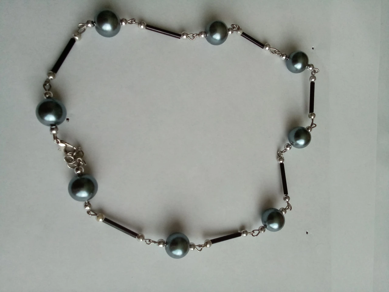 Pearl and blue Bead Necklace & Earring Set - photo 4