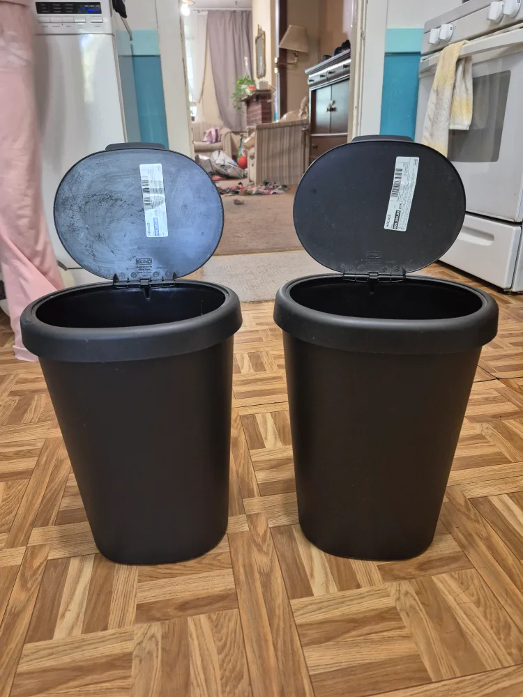 IKEA HOLASS Black Trash Can - Set of 2 image indicator(2)