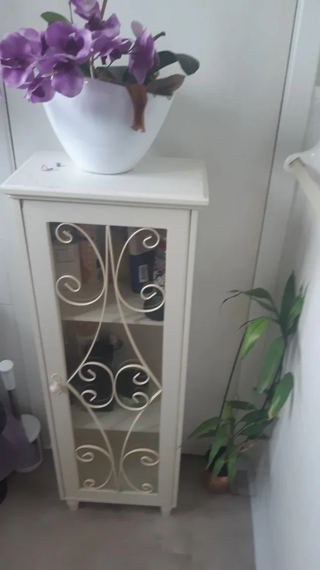 White Bathroom Cabinet with Glass Door thumbnail