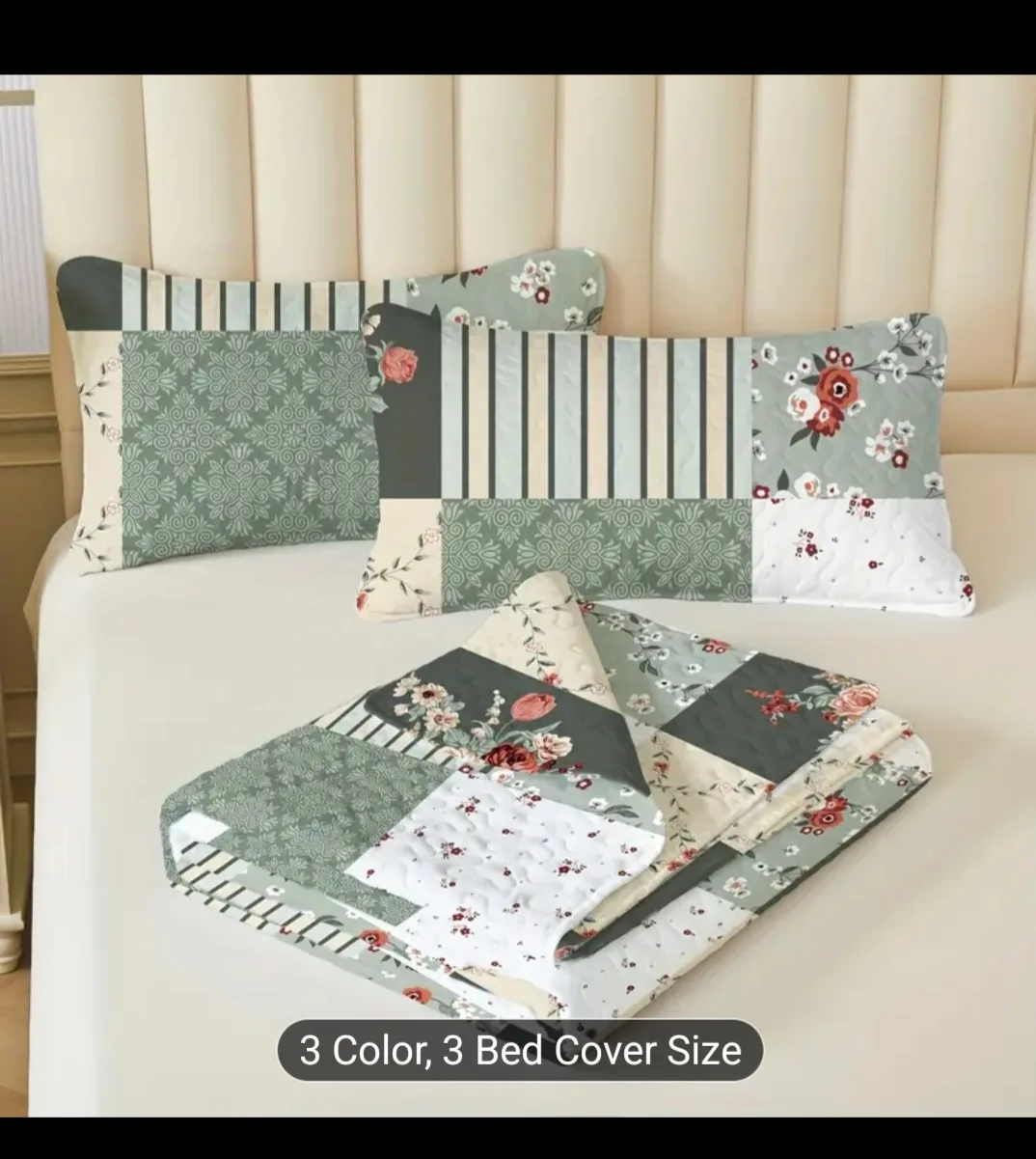 Floral Patchwork Quilt with Pillow Shams image indicator(3)