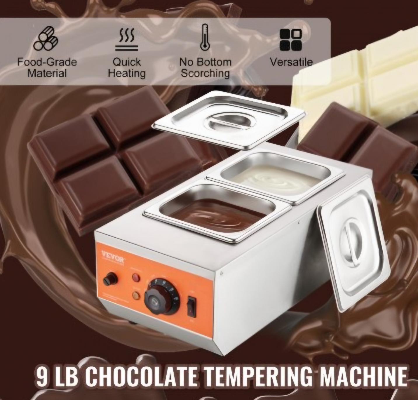VEVOR Chocolate Tempering Machine - Dual Cylinder