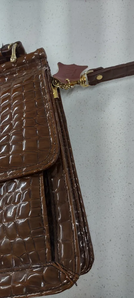 Vintage Brown Croc Embossed Handbag thumbnail