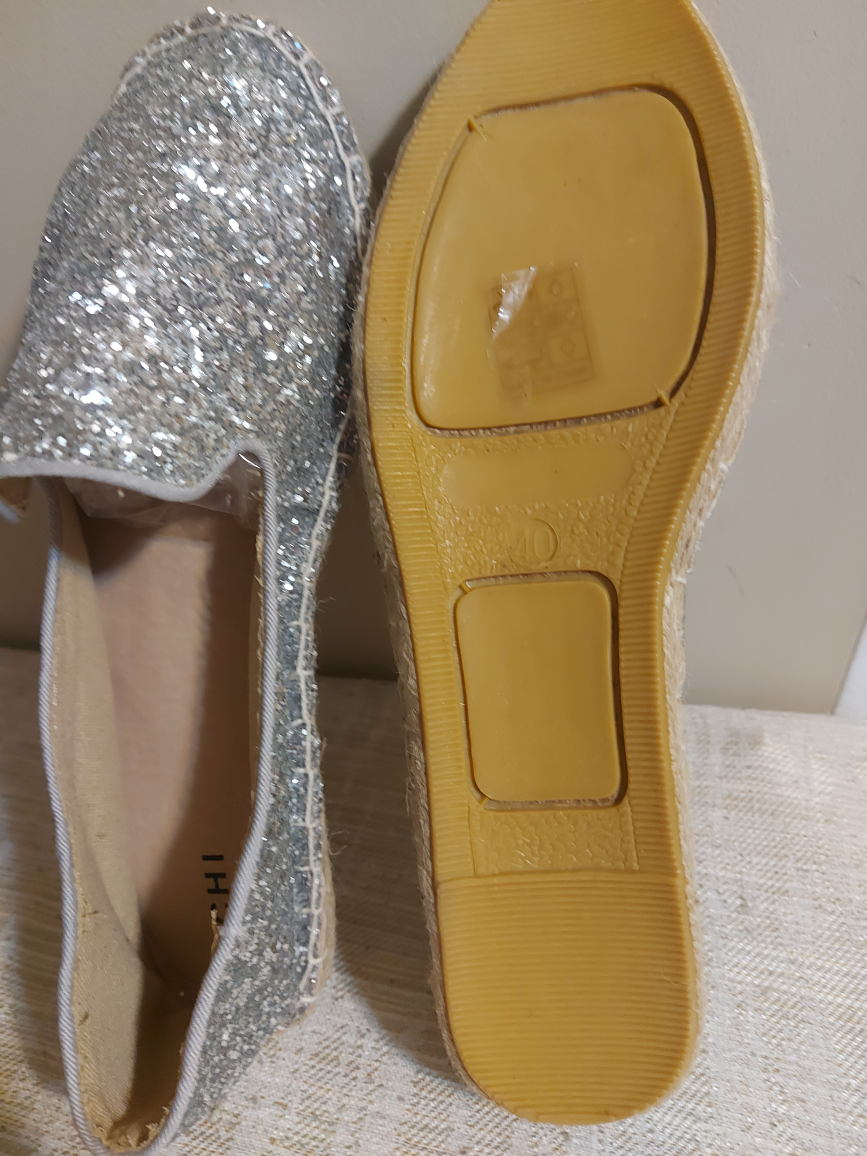 Silver Glitter Espadrille Flats - Size 10 - photo 2