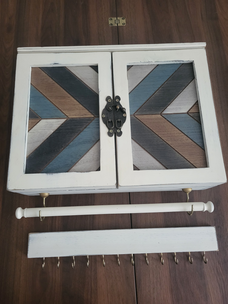 White Wooden Wall Mounted Jewelry Organizer