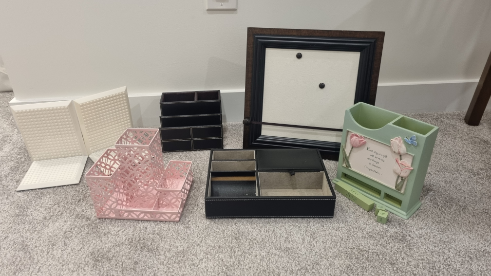 Desk Organizers, lego book ends & Bulletin Board