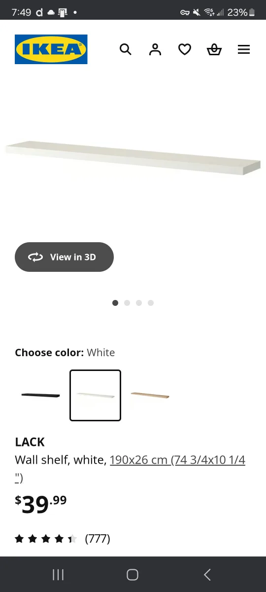 IKEA LACK White Wall Shelf 190x26 cm thumbnail