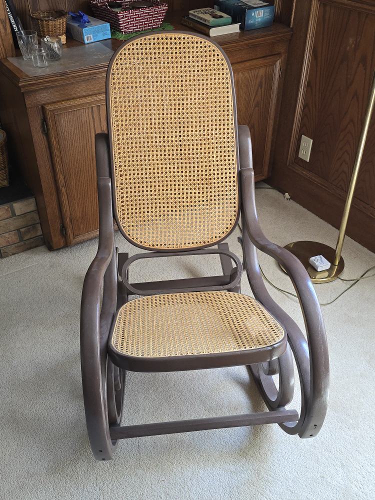 Vintage Brown Wicker Rocking Chair - photo 2