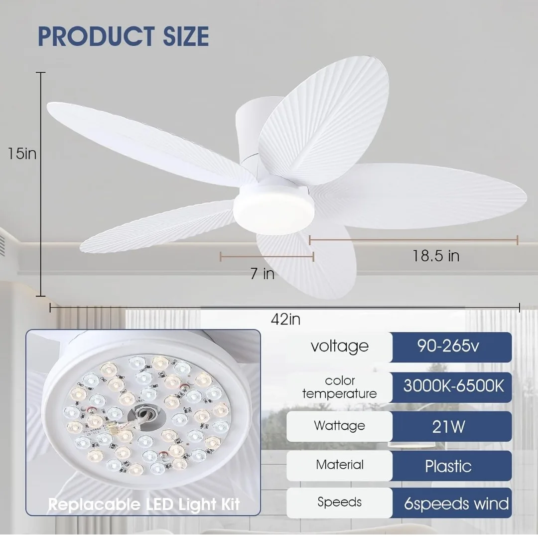 42 inch Ceiling Fan Light with Remote - White image indicator(6)