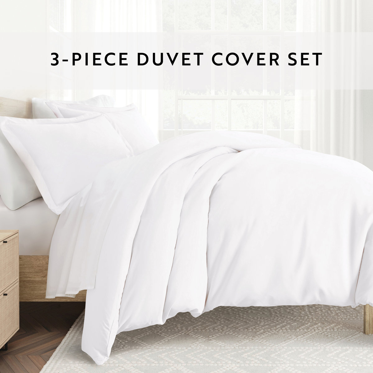 3-Piece White Duvet Cover Set (Full/Queen)
