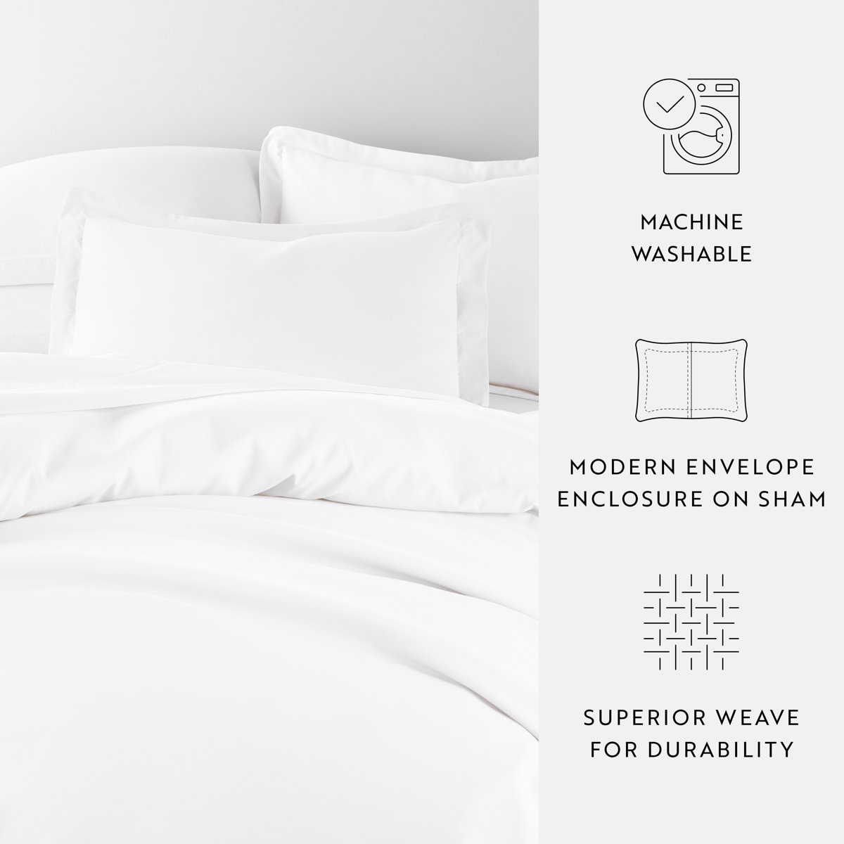 3-Piece White Duvet Cover Set (Full/Queen) - photo 3