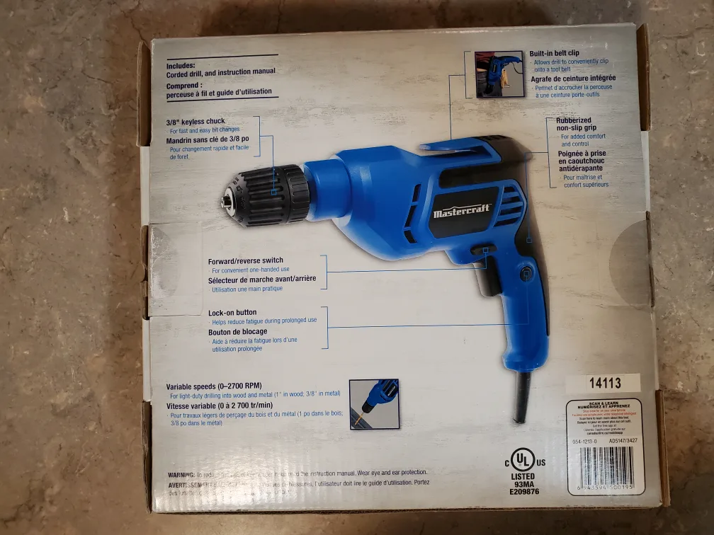 Mastercraft Corded Drill image indicator(2)