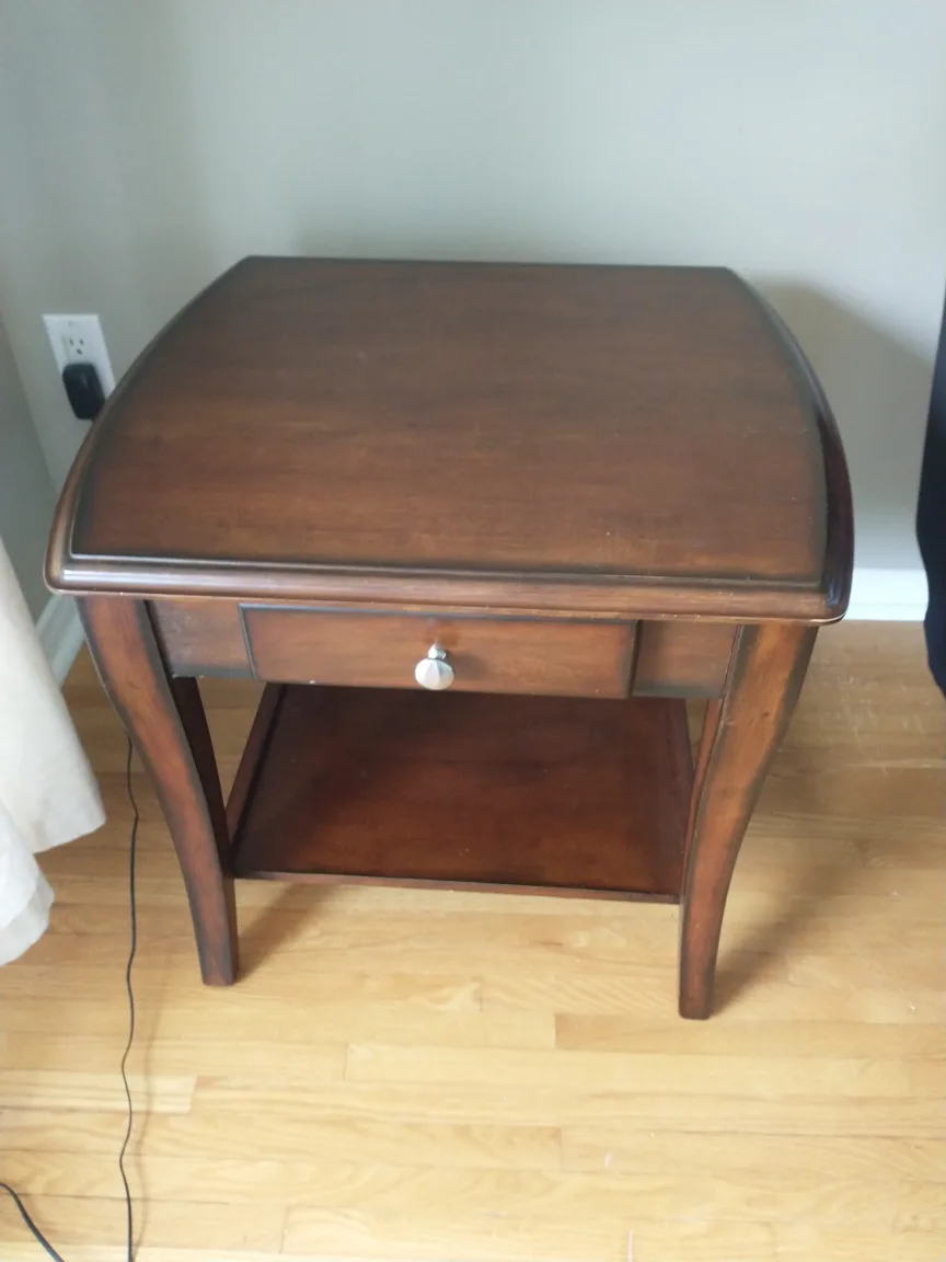 Brown Wood End Table with Drawer thumbnail