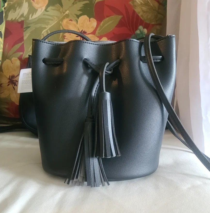 Black Bucket Bag with Tassels thumbnail
