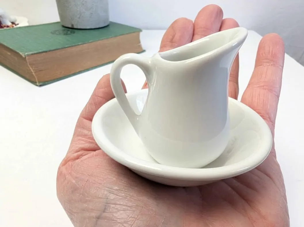 Miniature Porcelain Wash Basin & Pitcher ~ Cameo Chinaware image indicator(6)