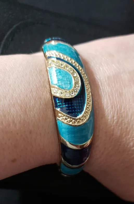 🇨🇦new Bangle Bracelet - Blue & Gold Tone thumbnail