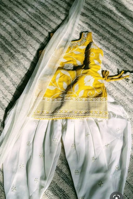 Beautiful Mustard Yellow Girls' Kurti Set thumbnail