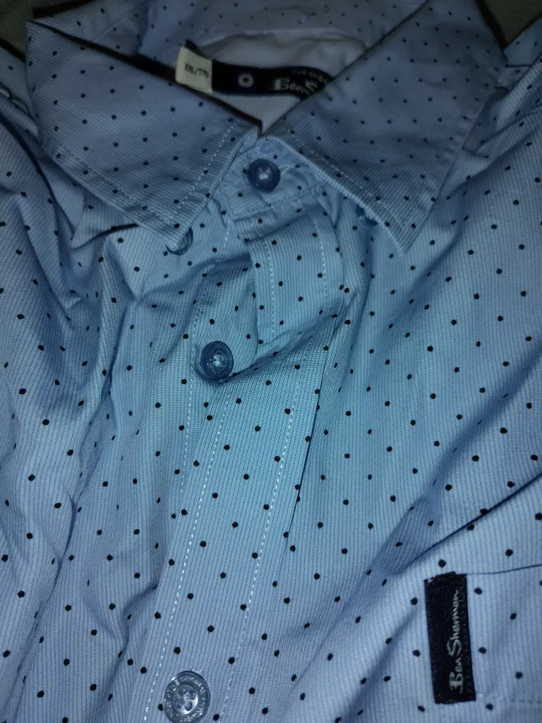 Ben Sherman Blue Polka Dot Shirt XXL thumbnail