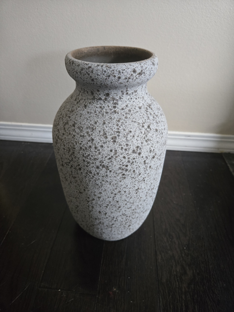Speckled Grey Ceramic Vase, 13" Tall