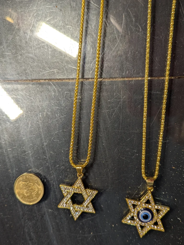 Gold plated Star of David Pendant Necklace, downtown location image indicator(3)