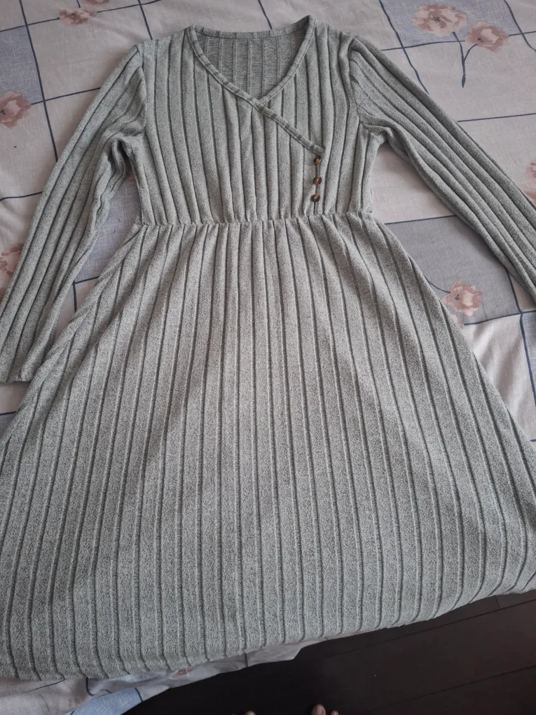 Ribbed Knit Dress - light green thumbnail