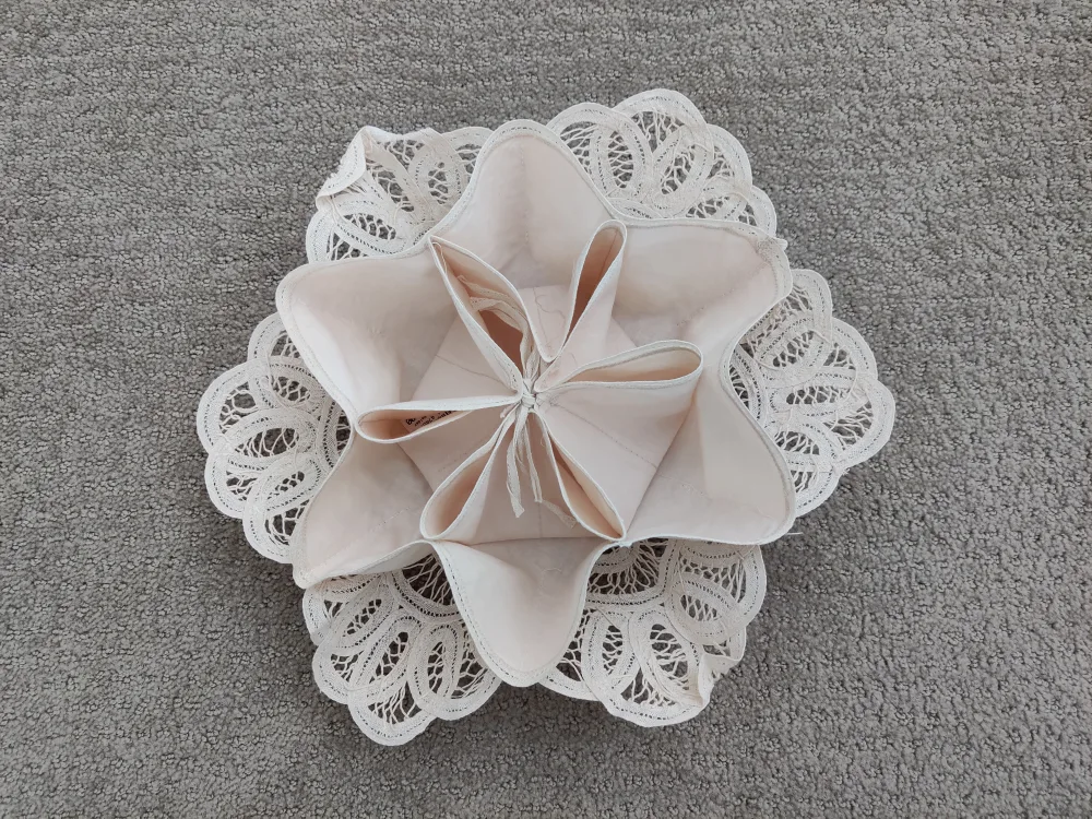 Vintage Kitchen Lace & Linen Cotton Biscuit Cookies Candy Holder thumbnail