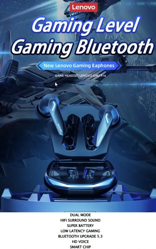 Lenovo Gaming Wireless Earphones Earbuds Bluetooth headset image indicator(7)