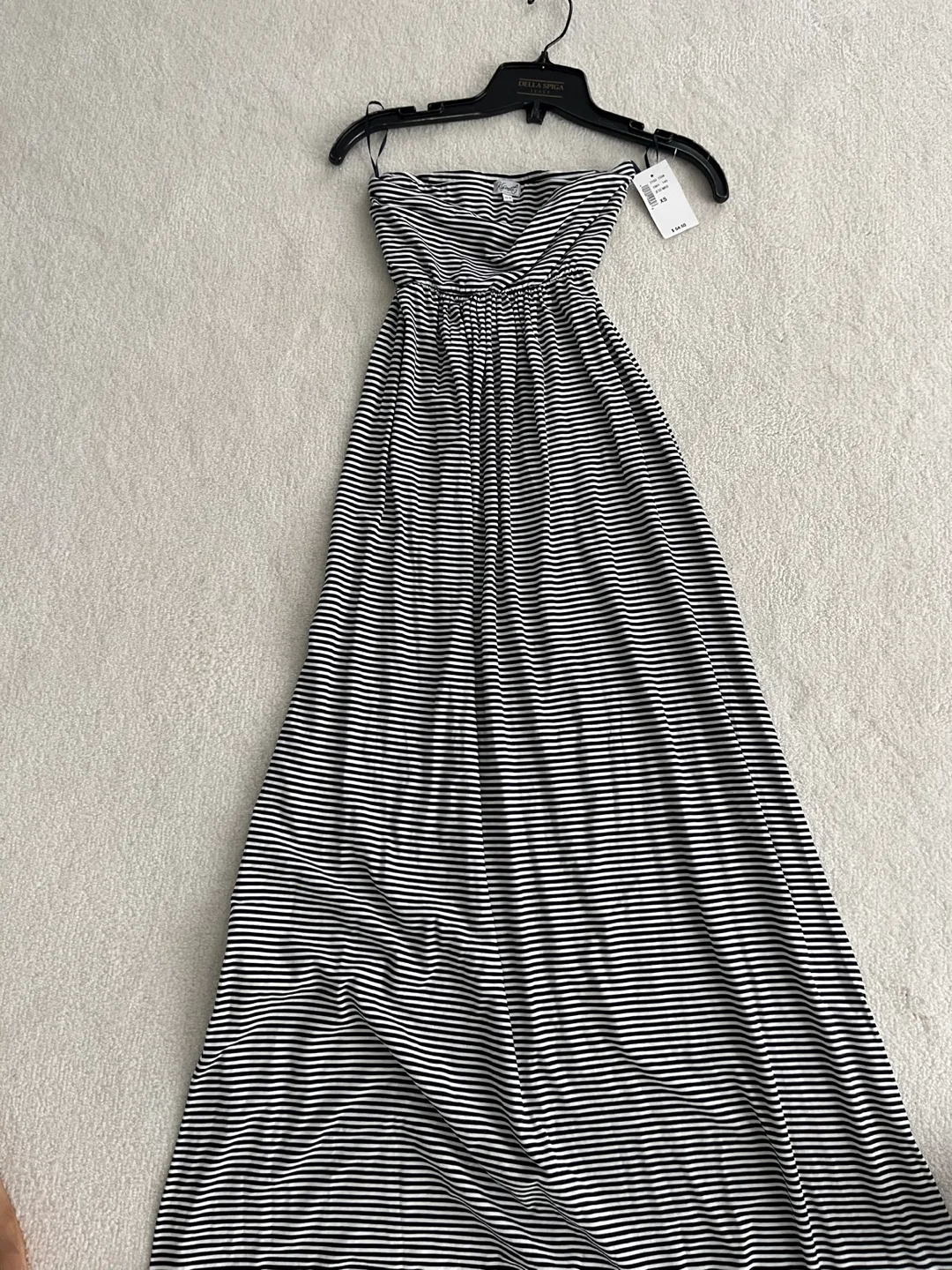 NWT- XS strapless black & white maxi dress thumbnail