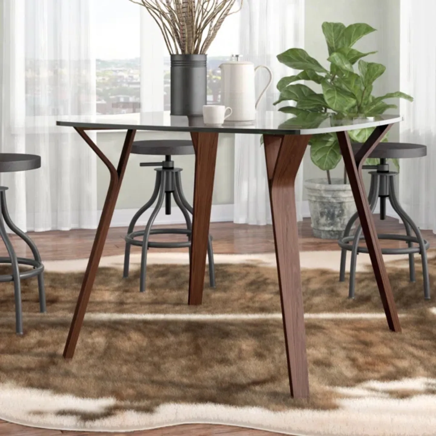 Dining table set with 4 of dining chairs thumbnail