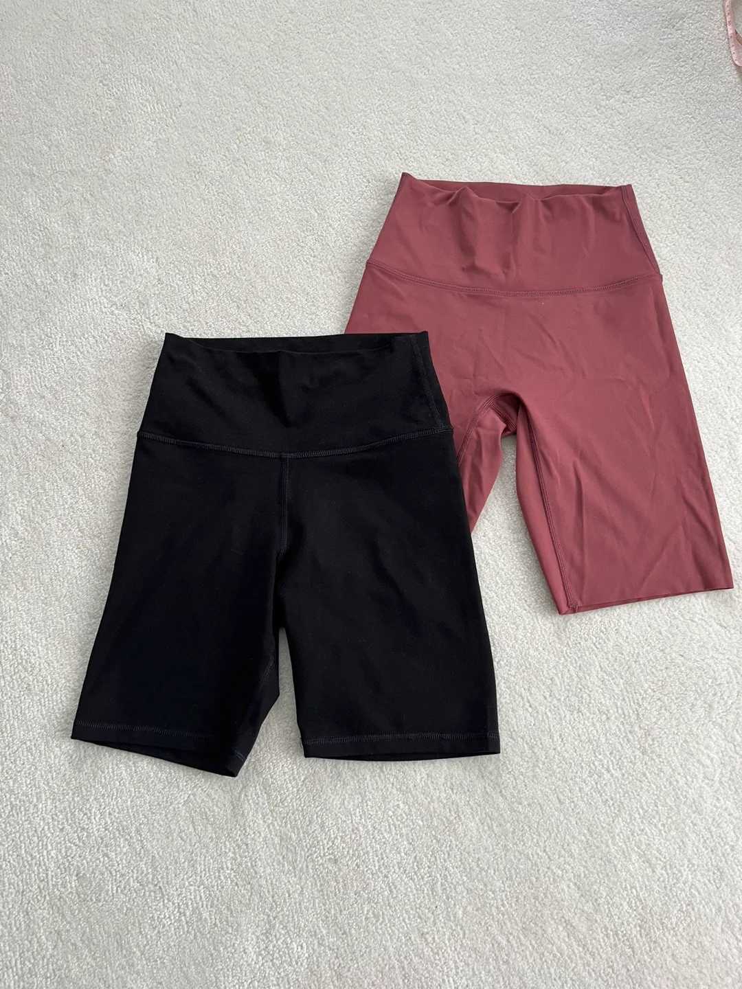 Pair of  High Waisted Aerie Biker Shorts both Small thumbnail