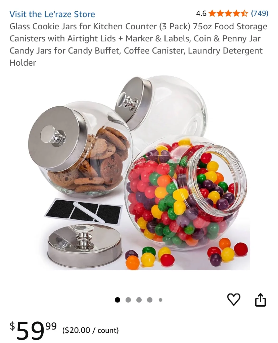 Glass Cookie/ Snack Jars (3 Pack) thumbnail