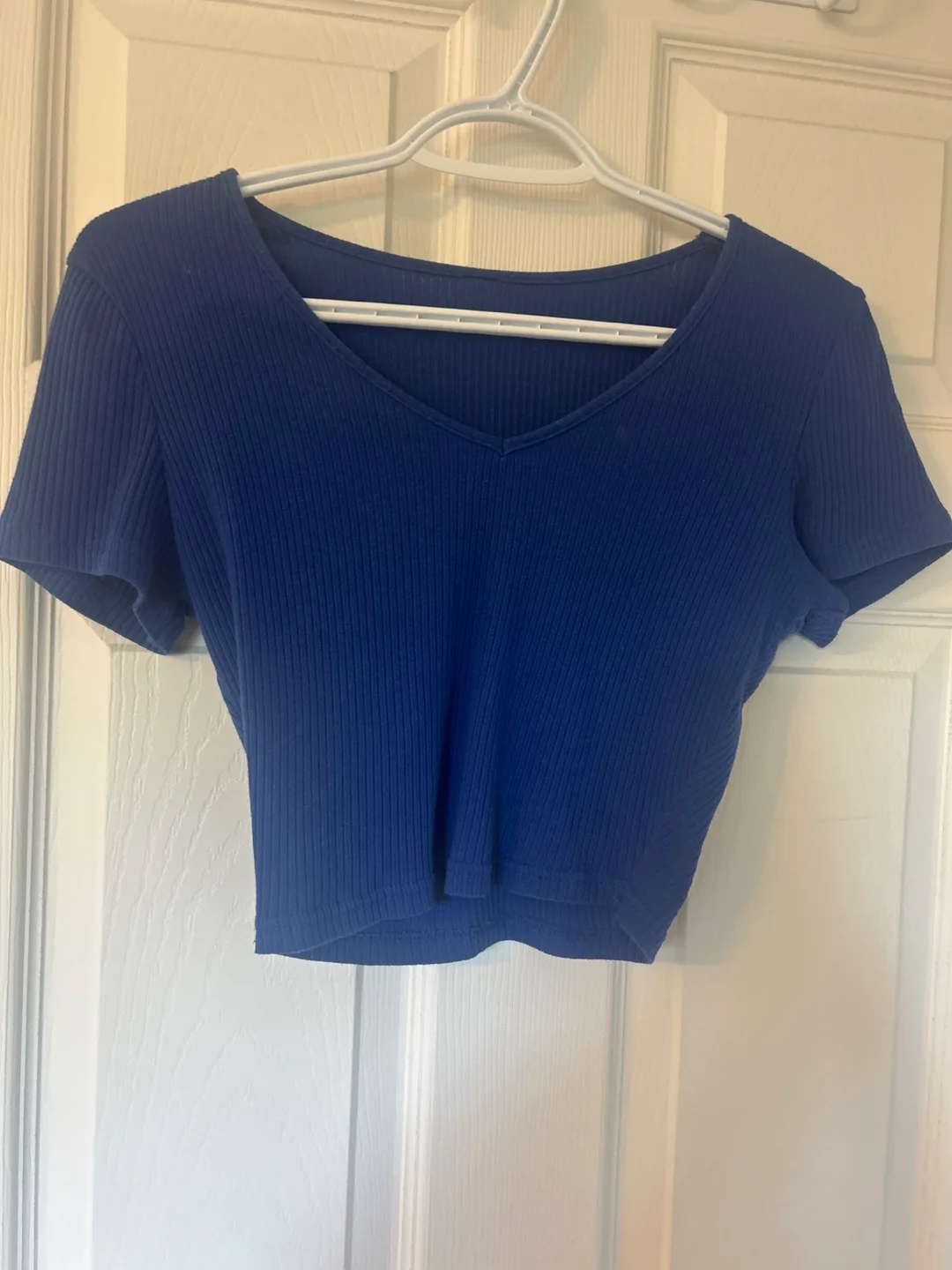 Blue Ribbed Crop Top thumbnail