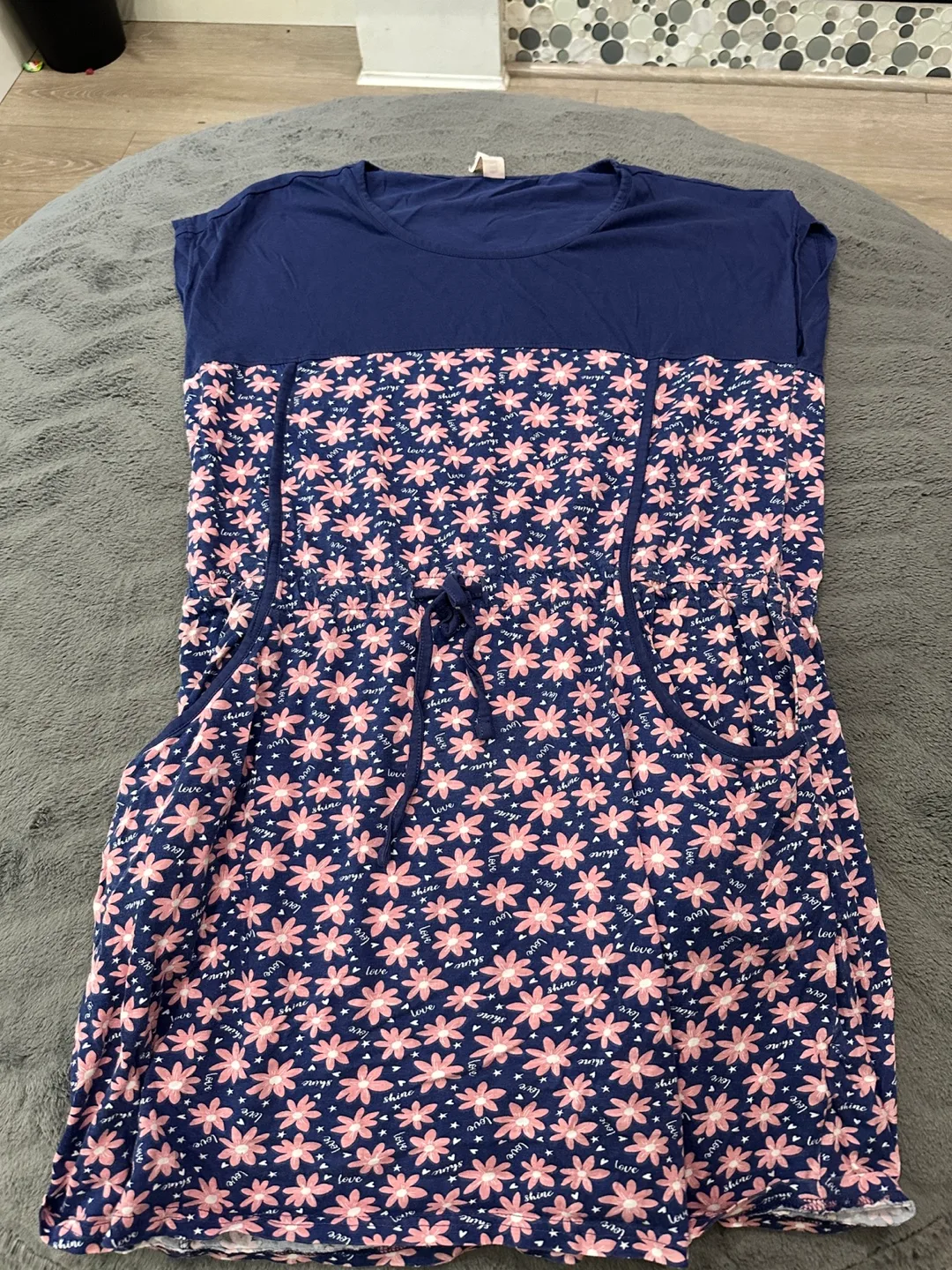 Navy Floral Print Dress thumbnail