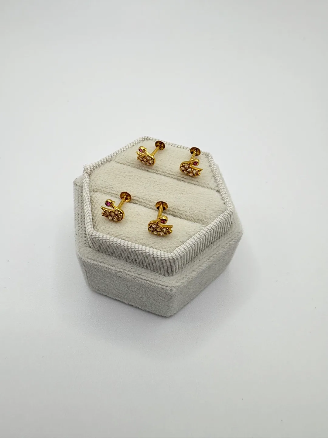 22K Gold Beautiful swan style stud earrings for Ladies thumbnail