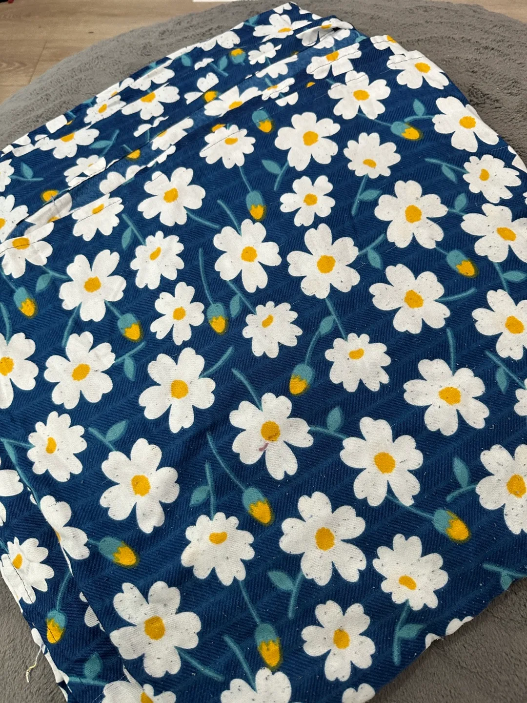 Floral Patterned bedsheet - Blue & White thumbnail